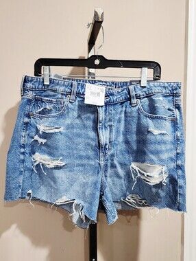 NWT American Eagle Outfitters Strigid High Waist Ripped Mom Shorts Size 14